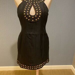 Tracy Reese Black Embellished Halter Mini Dress